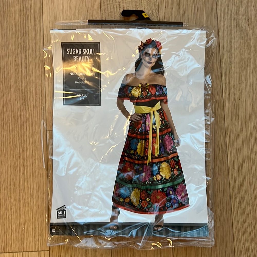 Day of the Dead Halloween Costume, Dress and headband